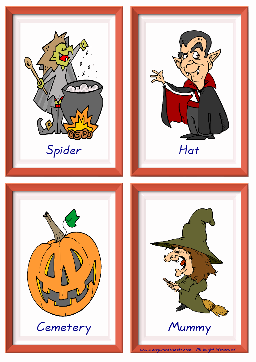 Halloween English Worksheet for Kids ESL Printable Picture Dictionary